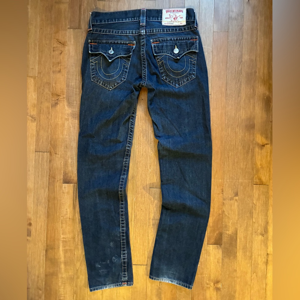 True Religion Dark Blue Denim with Gold Stitching
